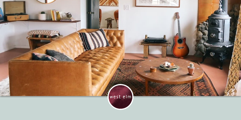 Modern Chesterfield Leather Sofa By West Elm Seen At The Joshua