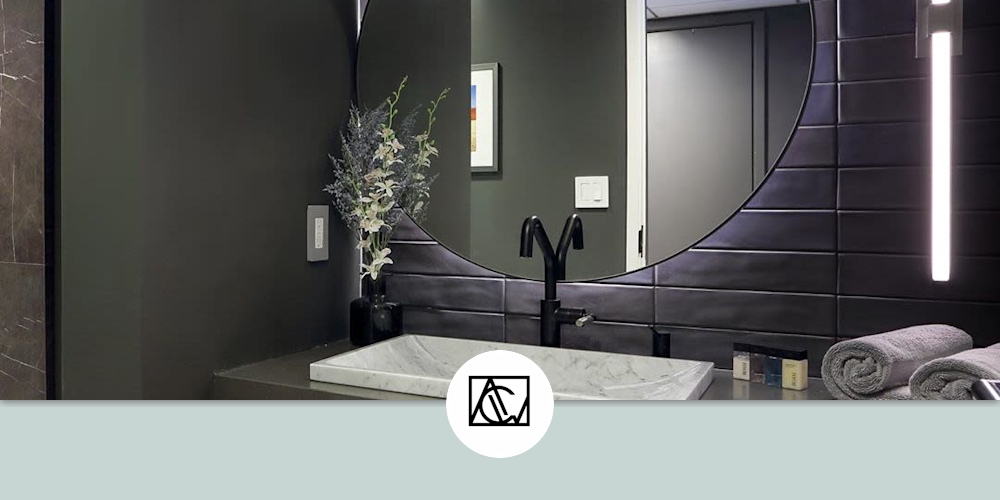 White Oak Floating Vanity with Stone Top by Angel City