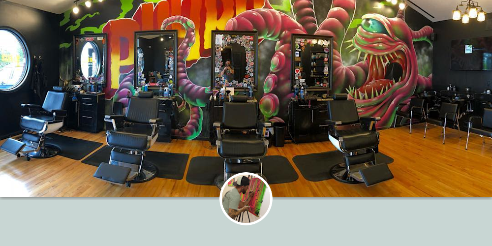 Cream Barber and Shop Mural by PHYBR ART at Cream Barber & Shop