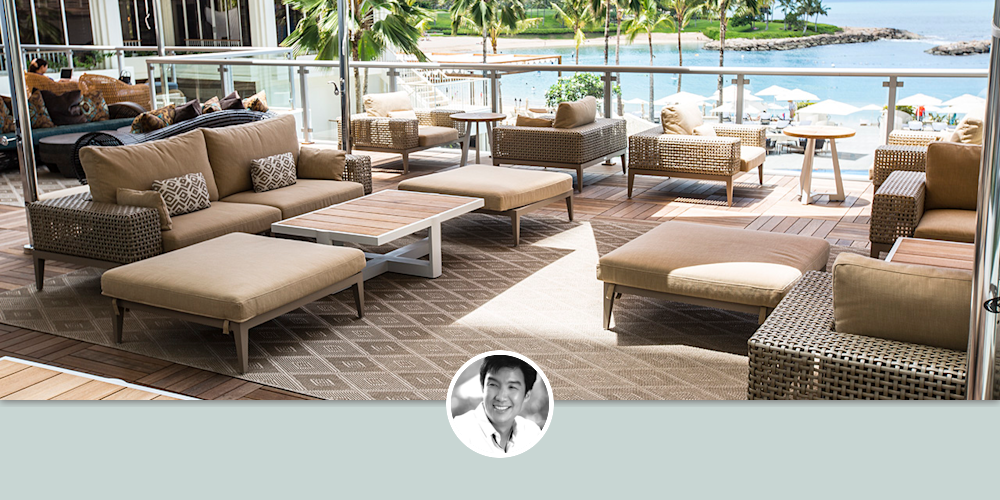 Tropez Sofa and LSofa by Cobonpue at Four Seasons Resort Oahu