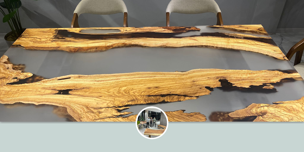 Epoxy Dining Table - Resin Dining Table - Olive Epoxy Table by Tinella