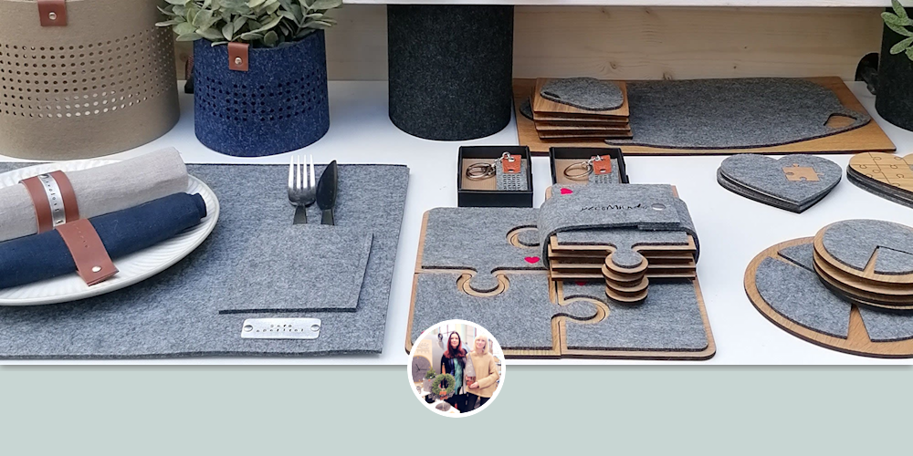 Round, modern grey felt placemats, set of 2 / Minimalist by