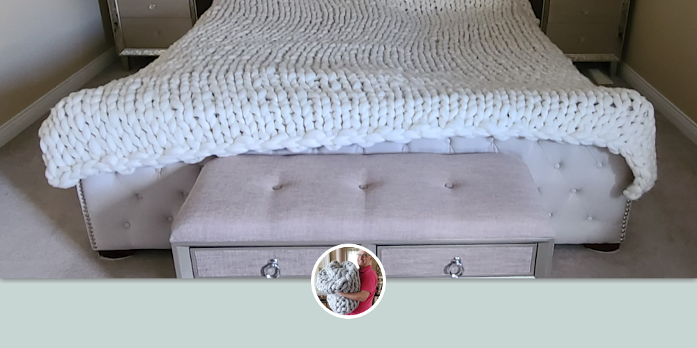 Queens size Chunky Knit Merino wool blanket by Knit Like A Boss