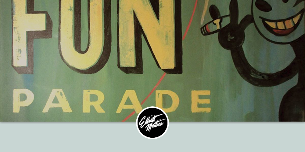 "Fun Parade" distressed acrylic on canvas by Elliott Mattice Art
