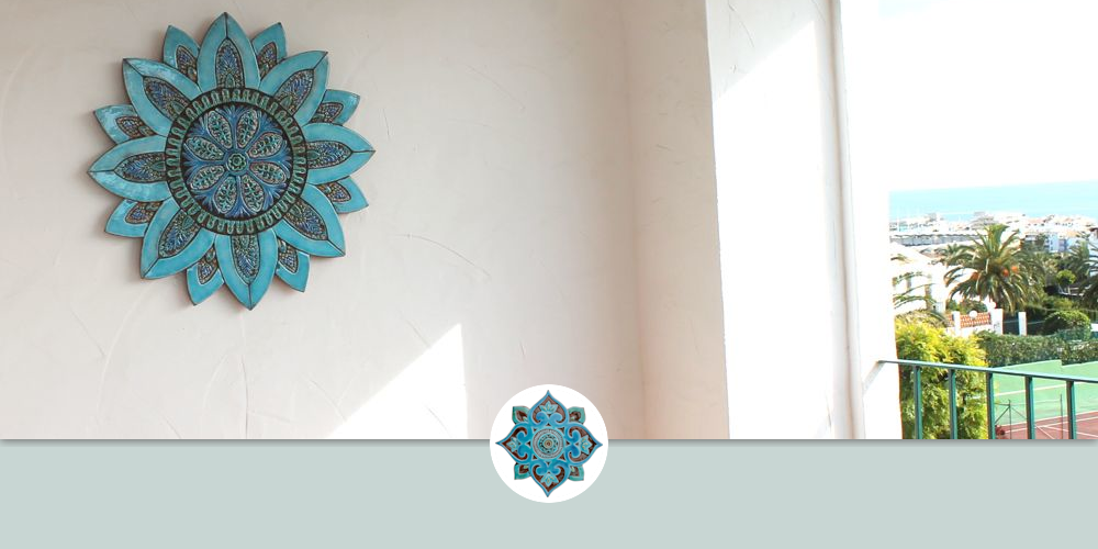 Suzani mural 74cm (29.1") Turquoise by GVEGA Wescover Wall Hangings