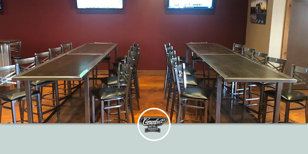 Large Rolling High Top Tables by Cannonball Metal Works at Brentwood