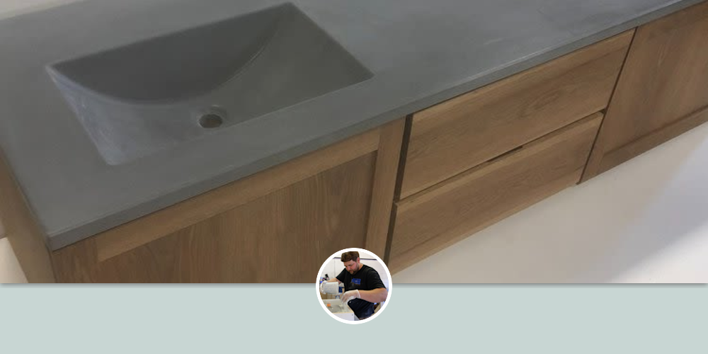 Aldrich Floating Vanity Base with Concrete Top by Wood and Stone