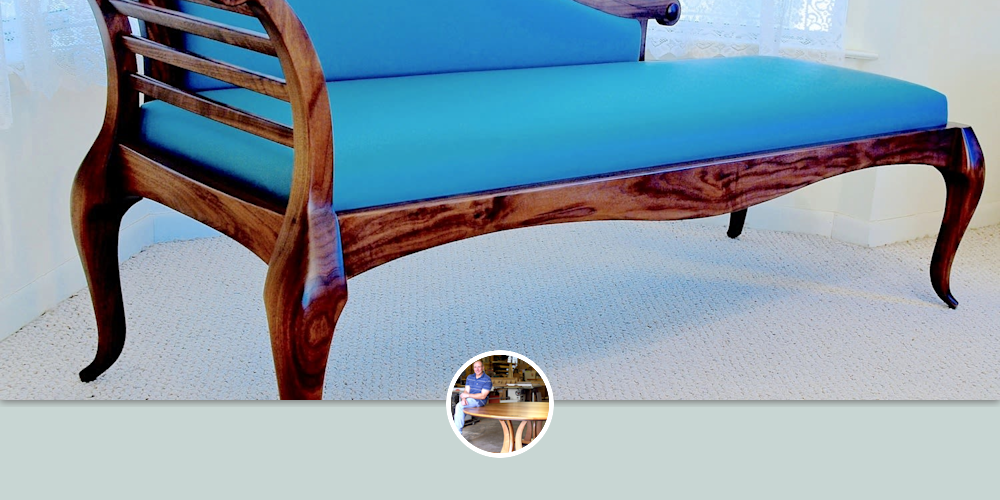 Hand Sculpted Settee In Walnut With Leather Upholstery by Louis Fry