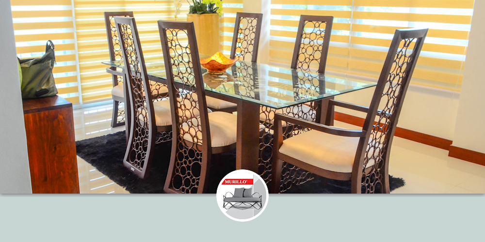 Riviera Chairs and Dining Table with Nebula pattern accent by MURILLO