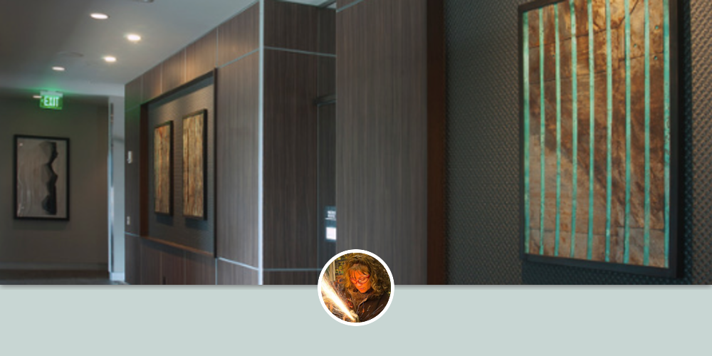 Industrial Triptych by Jackie MacLeod Metal Artist at AC Hotel by