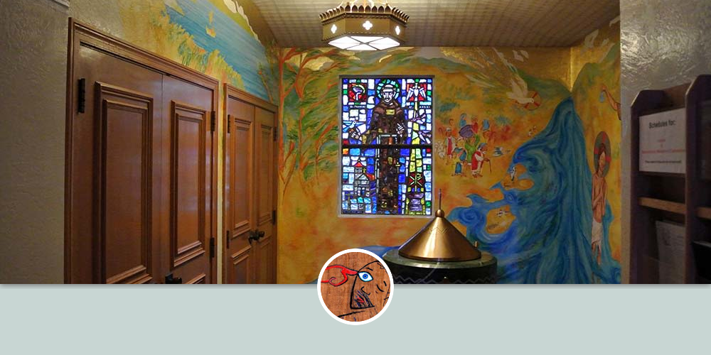 Baptistry Mural by Stefan Salinas at St Stephen's Catholic School, San