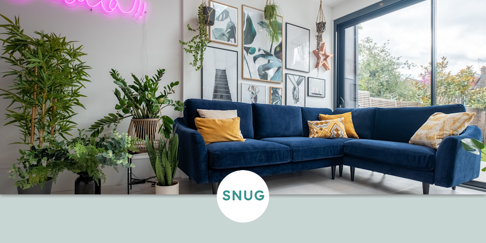 The Rebel Corner Sofa in Navy Velvet by Snug Wescover Sofas & Couches