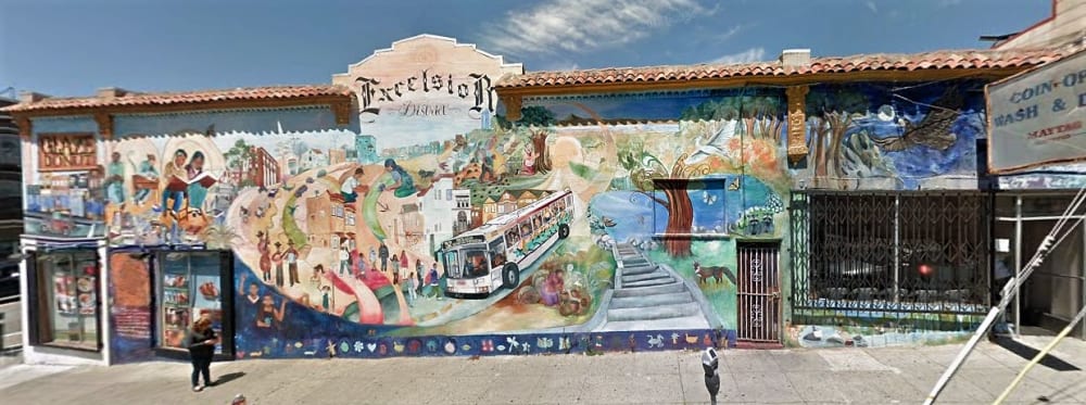 Waiting For The 52 Excelsior | Street Murals by Marta Ayala | Excelsior Ave & Mission St in San Francisco