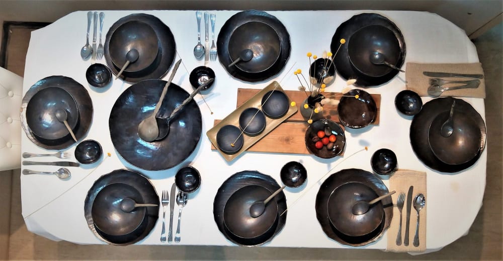 Unique Black Ceramic Dinnerware Set for 8 - Complete 33 | Plate in Dinnerware by YomYomceramic