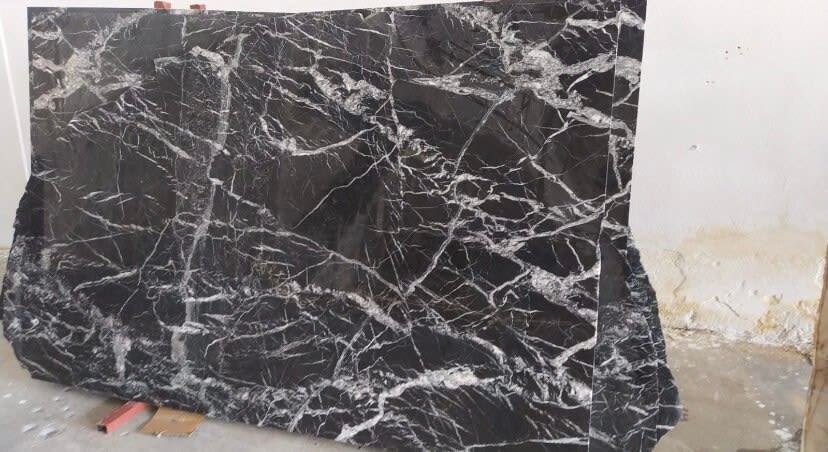 Nero Marquina Marble Sink: Hand Carved Wall Mount Washbasin | Water Fixtures by AEGEAN MARBLE ARTISAN ATELIER