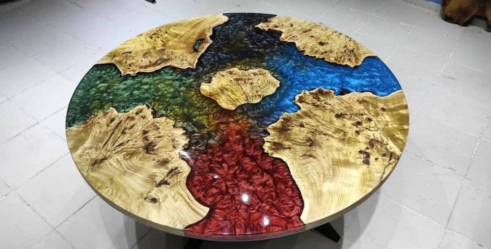 Custom 56" Round Poplar Wood | Dining Room Table | Round | Tables by LuxuryEpoxyFurniture