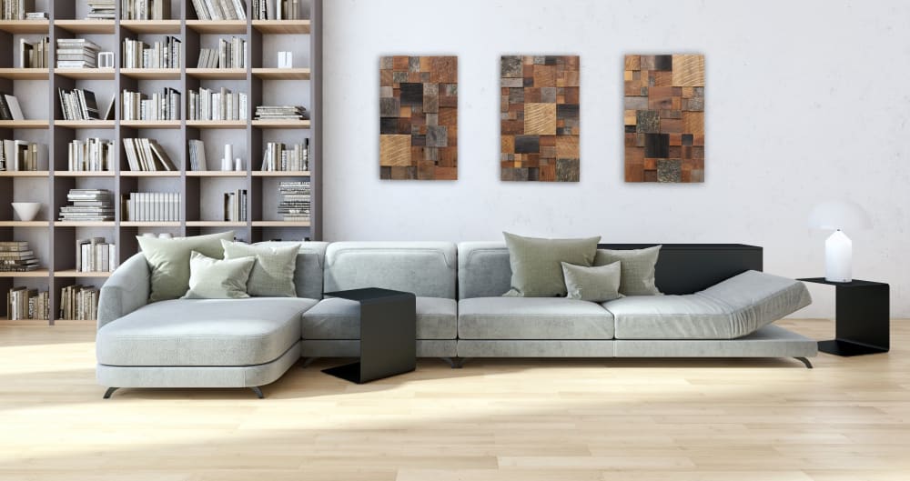 Cube Triptych artwork: Geomtric wood wall art | Wall Sculpture in Wall Hangings by Craig Forget