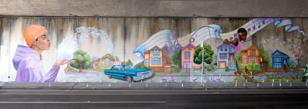 Super Heroes Mural #3 | Street Murals by Lindsey Millikan | 3501 West St in Oakland