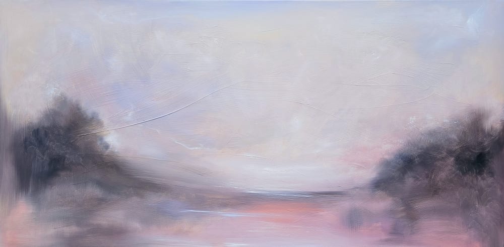 Under the curving sky - Warm earthy abstract landscape | Paintings by Jennifer Baker Fine Art