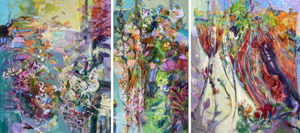 Butterfly House Triptych Painting | Oil And Acrylic Painting in Paintings by Dorothy Fagan Fine Arts