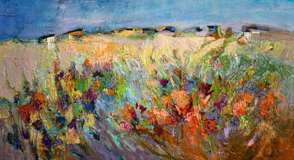 Heartland, Abstract Landscape Painting 40" x 72" | Oil And Acrylic Painting in Paintings by Dorothy Fagan Fine Art: Joy's Garden