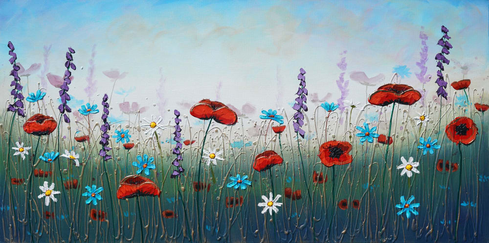 Summer Evening original floral painting on canvas | Oil And Acrylic Painting in Paintings by Amanda Dagg