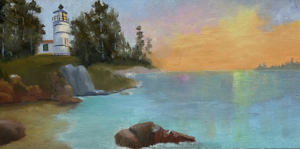 Keeping Watch A Lighthouse Painting | Oil And Acrylic Painting in Paintings by Christine Goldbeck MFA-IA Studio