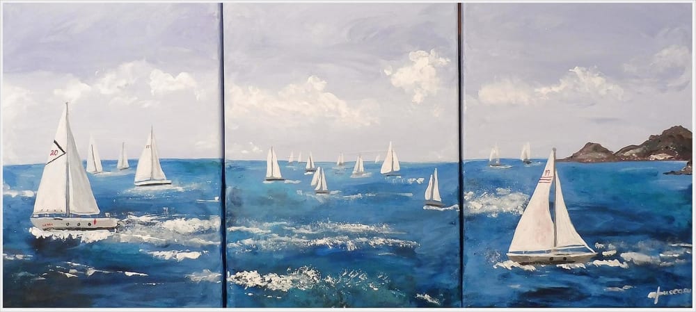 REGATTA - original sailboats painting | Oil And Acrylic Painting in Paintings by Marinela Puscasu