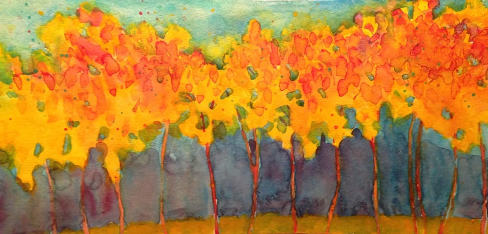 Trees | Watercolor Painting in Paintings by Anne Beletic | Private Residence in Dallas