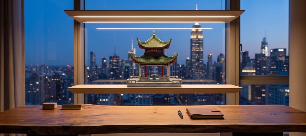 Aiwan Pavilion Mortise & Tenon Wooden Art Model Sculpture | Sculptures by Dynasty Artisan