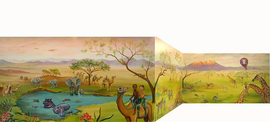Safari Sunrise | Murals by Magnificent Murals by Tajime | Kaiser Permanente San Jose Building 1 Family Health Center in San Jose