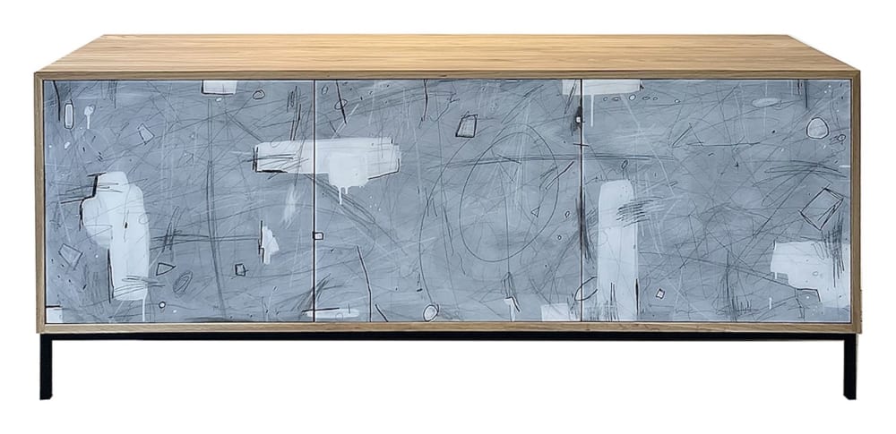 Abstract in White Credenza by Morgan Clayhall – Mixed Media | Storage by Morgan Clayhall Inc