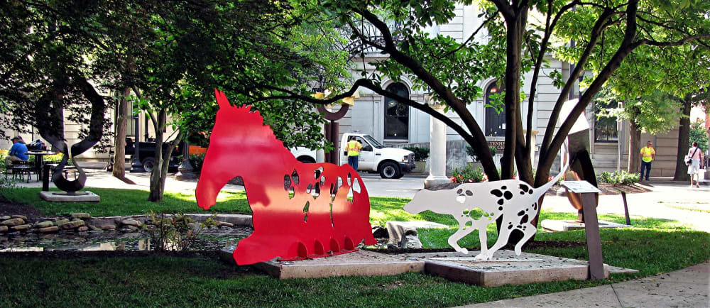 Horse and the Hound | Public Sculptures by jim collins sculpture | Pyramid Hill Sculpture Park & Museum in Hamilton