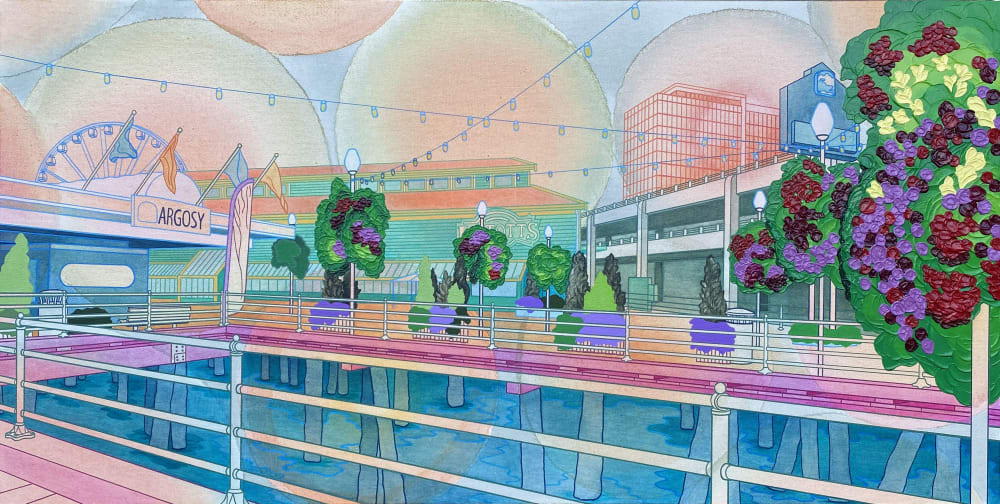 Waterfront Flowers | Oil And Acrylic Painting in Paintings by Elizabeth Gahan