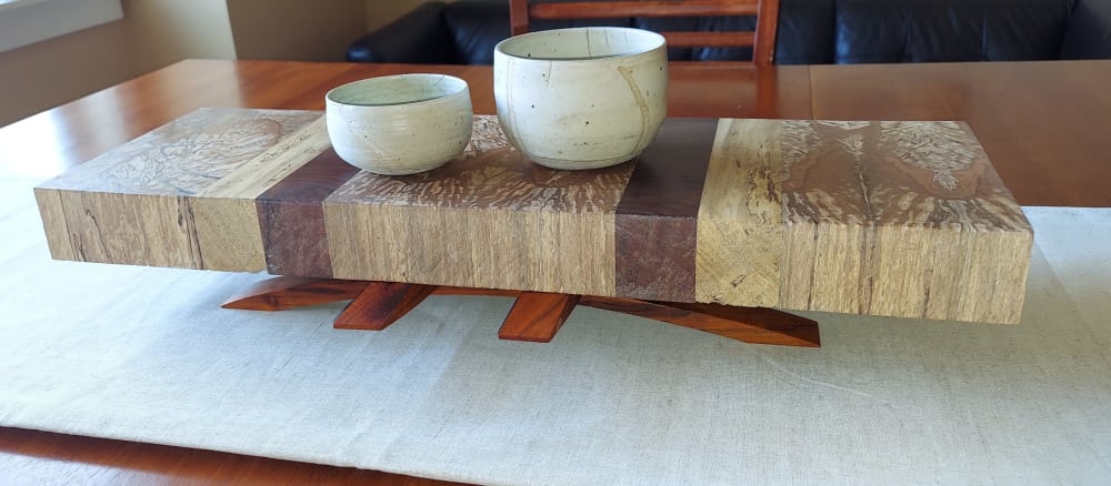 Spalted Maple and Walnut Serving Board Japanese Tea Tray | Serveware by SjK Design Studios