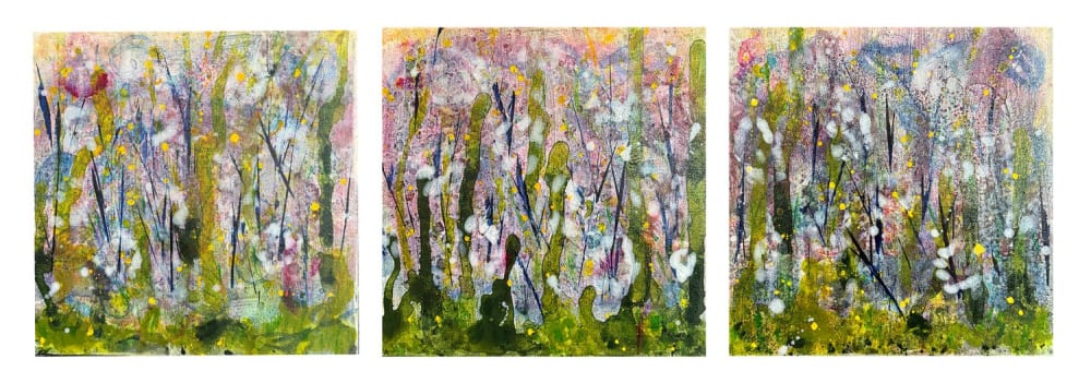 Nightfall Triptych | Oil And Acrylic Painting in Paintings by Joanie Gagnon San Chirico Studio