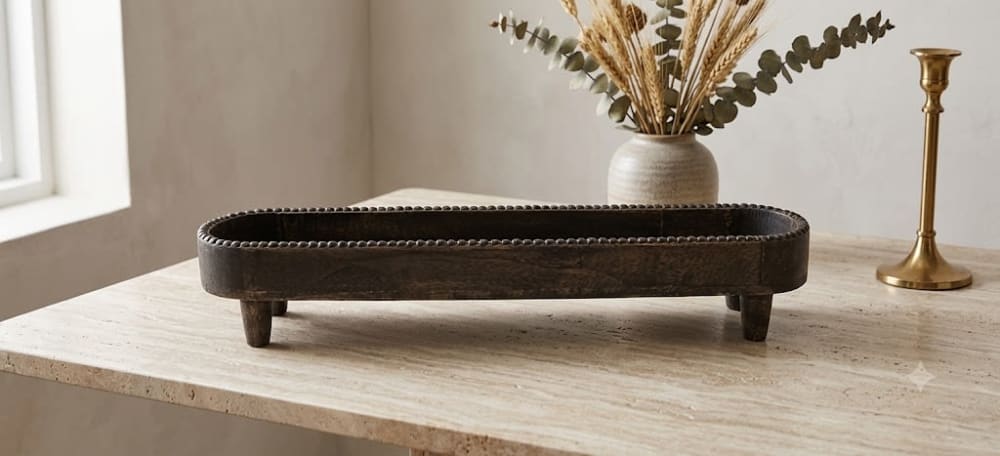 The Heritage Beaded Trough Tray | Decorative Tray in Decorative Objects by Famous Art Group Of Industries