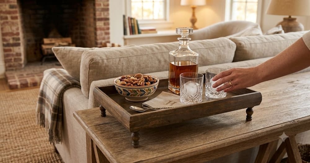 The Heritage Footed Wooden Tray | Decorative Tray in Decorative Objects by Famous Art Group Of Industries