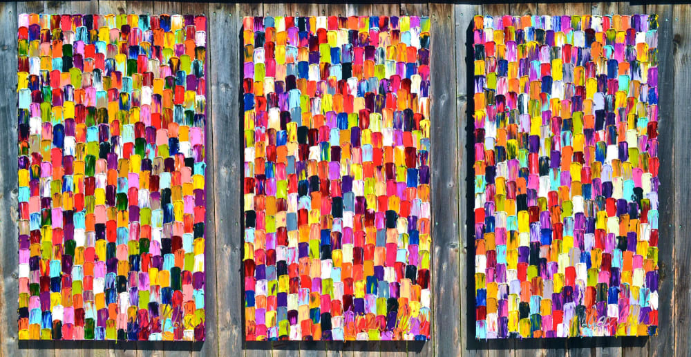 "Red", "Magenta", "Purple" - 32x48" each | Oil And Acrylic Painting in Paintings by Melissa Ellis Art | Paul Martin's American Grill in Pasadena
