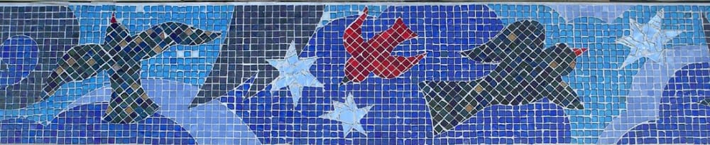 Sparrows and Stars, 2000 | Public Mosaics by Deirdre Saunder | Glenmont in Wheaton-Glenmont