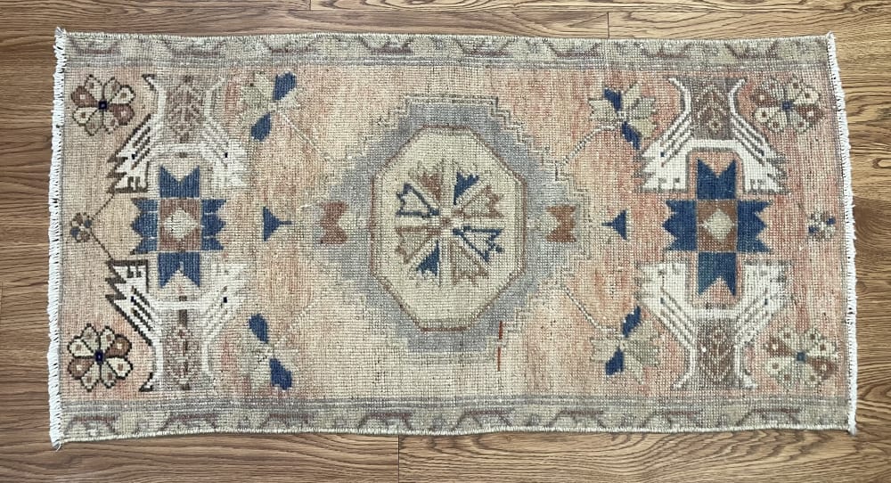 Vintage Turkish rug doormat | 1.5 x 2.10 | Small Rug in Rugs by Vintage Loomz