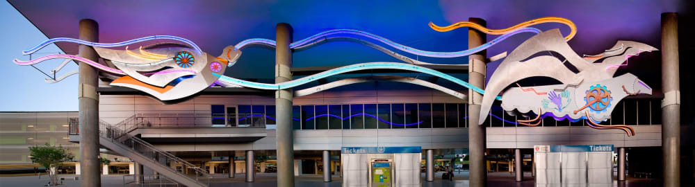 Flyaway | Public Sculptures by Lili Lakich | Van Nuys FlyAway Terminal - 7610 Woodley Ave in Los Angeles