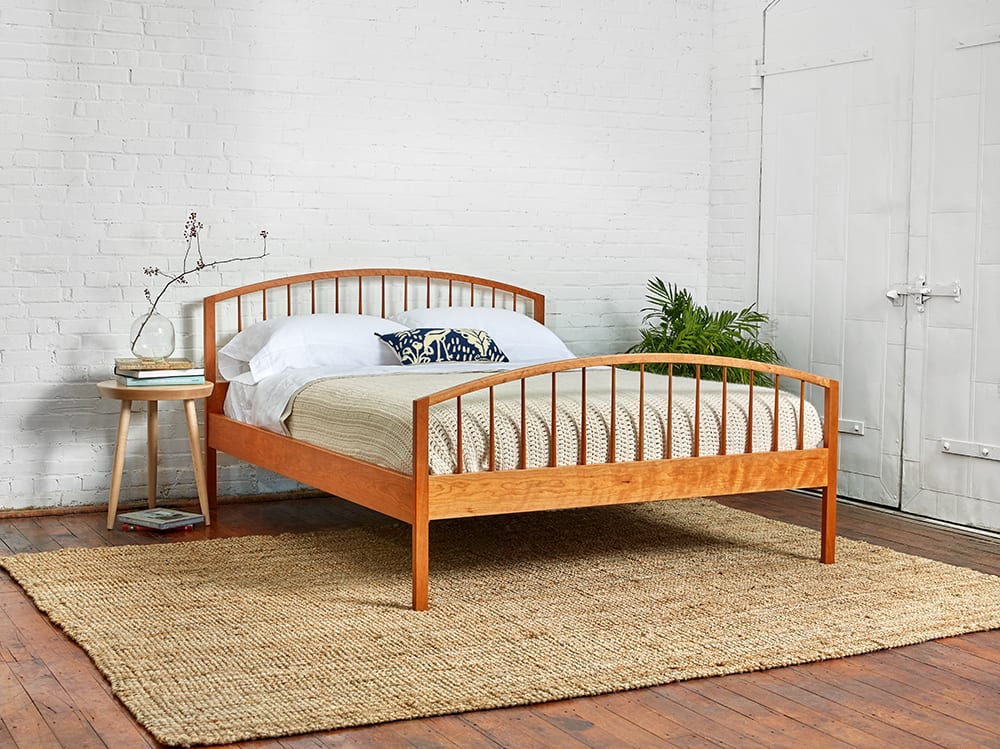 Natural wood bed frame