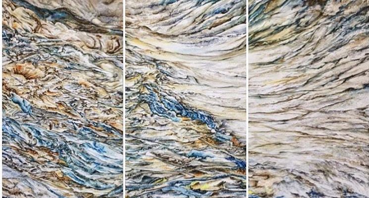 Quartz-26, Triptych | Oil And Acrylic Painting in Paintings by Sangeeta Sagar