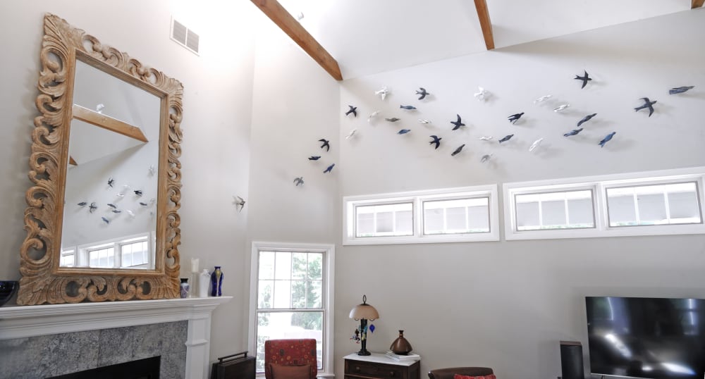Installations of clay birds in murmuration formations | Wall Hangings by Susan Hostetler Studio