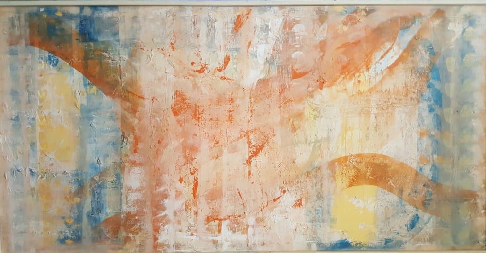 Original Painting, "Finish Line"  and Monotype "Balance" | Oil And Acrylic Painting in Paintings by Twyla Gettert | Auberge Beach Residences in Fort Lauderdale