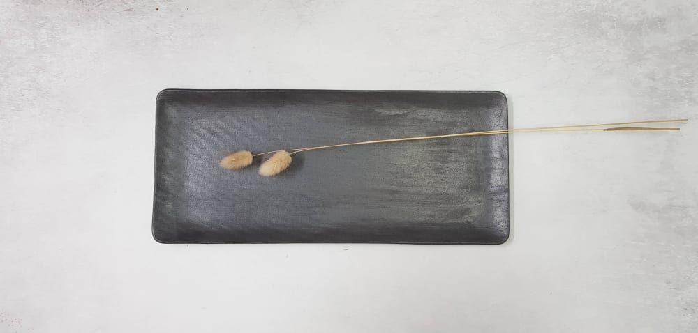 Unique Black Rectangular Ceramic Sushi Serving Plates | Dinnerware by YomYomceramic