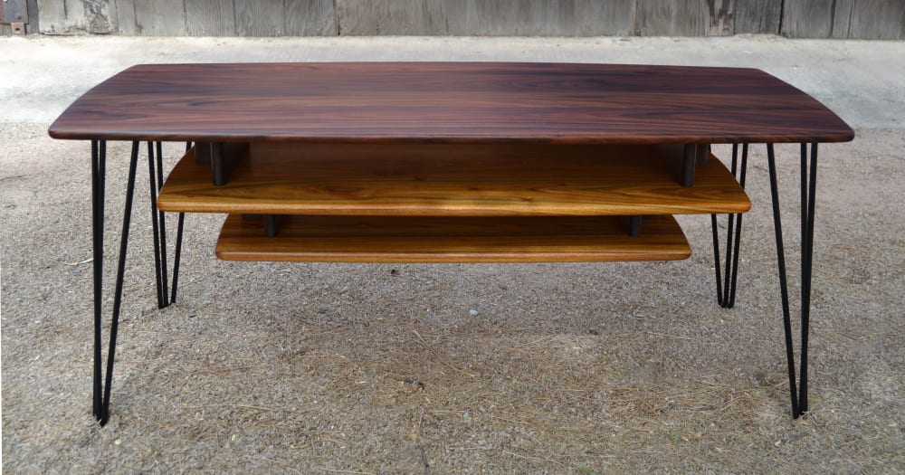 The Jetson's Coffee Table with dual suspended shelves | Tables by Handufactured by Brent Bond