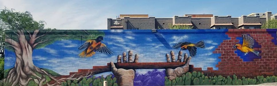 Building Bridges - What’s your Immigration story | Street Murals by Hugo Medina
