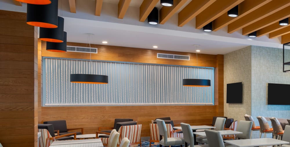 Macrame "Wave" Pattern Divider | Wall Hangings by MossHound Designs | Hyatt House Tampa Airport / Westshore in Tampa